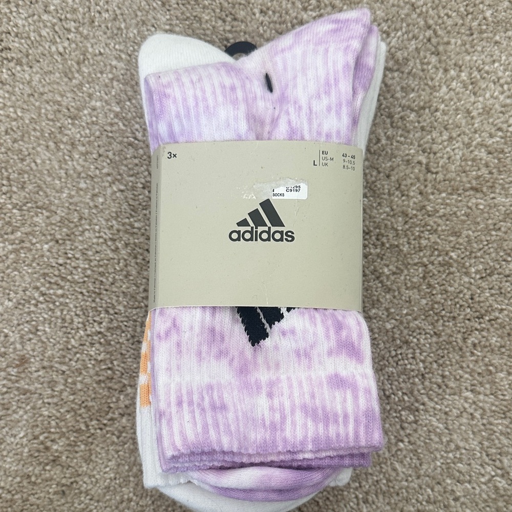 Adidas Men's Tie-Dye Purple and White Socks